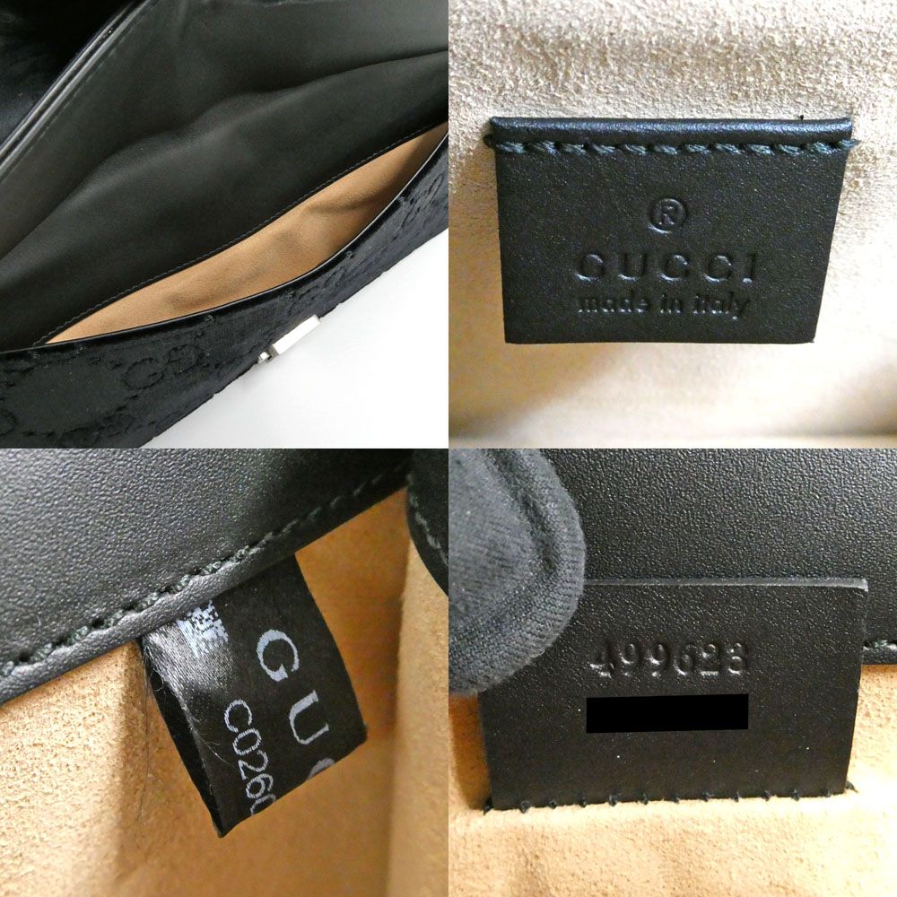 Gucci Dionysus Shoulder Bag GG Pattern Velvet Black Silver Tiger Head — view 9