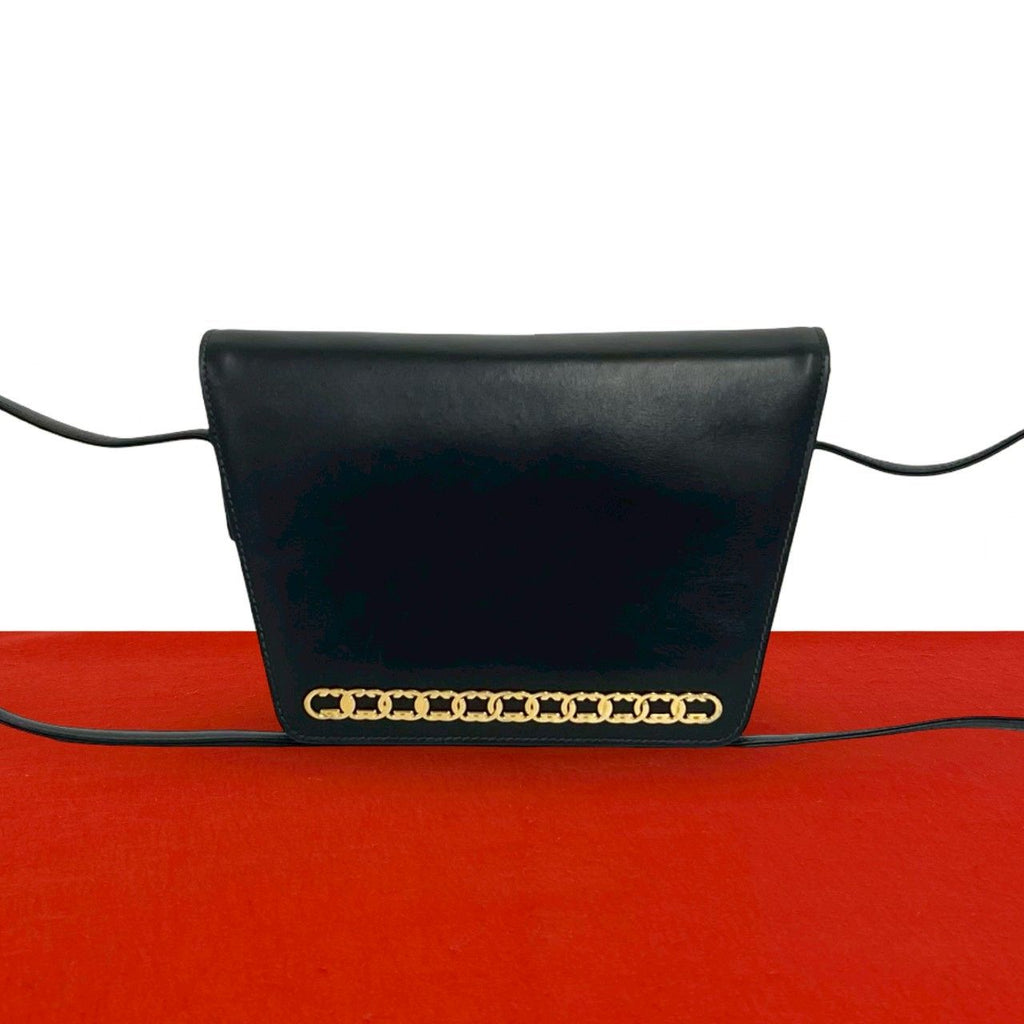 Gucci Vintage GG Logo Leather Mini Shoulder Bag Crossbody Pochette Black