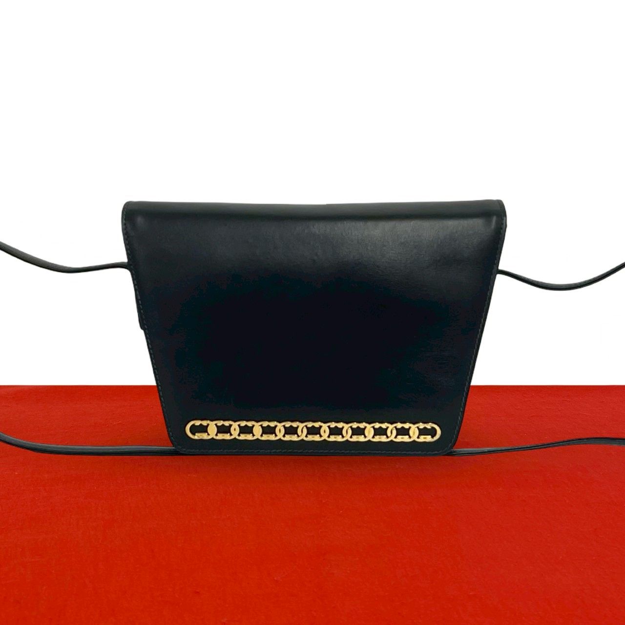 Gucci Vintage GG Logo Leather Mini Shoulder Bag Crossbody Pochette Black
