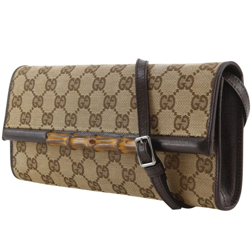 Gucci Bamboo 2-Way Clutch GG Canvas Brown — view 2