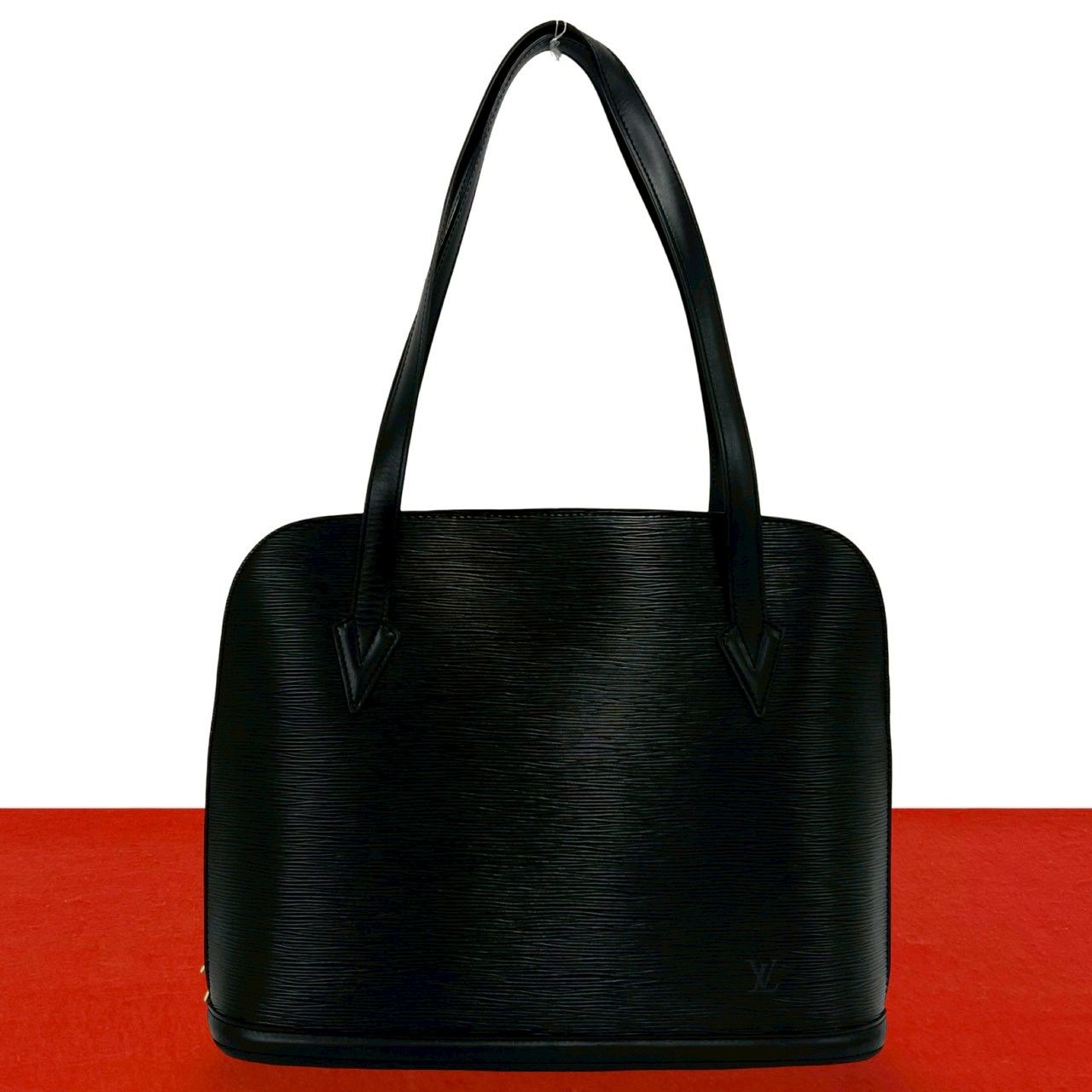 Louis Vuitton Vintage Lussac Epi Leather Tote Semi Short Noir