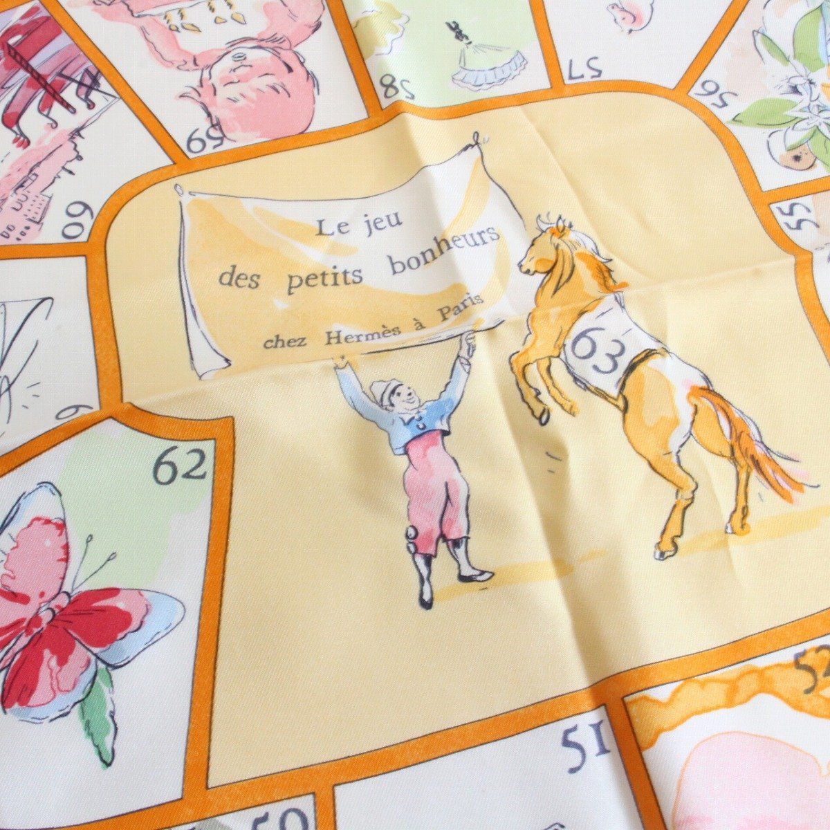 Hermes Carre 90 Scarf le Jeu Des Petits Bonheurs Little Happiness Game Silk — view 6