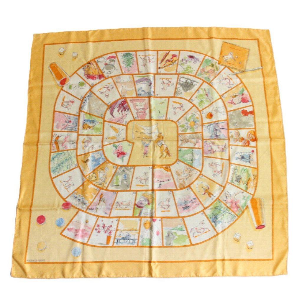 Hermes Carre 90 Scarf le Jeu Des Petits Bonheurs Little Happiness Game Silk