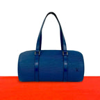 Louis Vuitton Vintage Papillon Epi Leather Handbag Drum Bag Toledo Blue