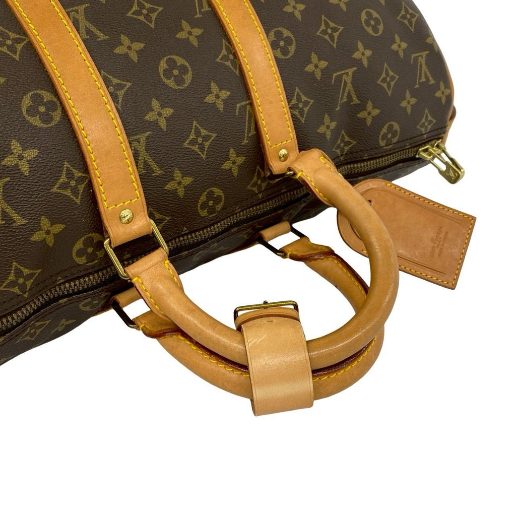 Louis Vuitton Vintage Keepall Monogram Leather Boston Bag Brown — view 4