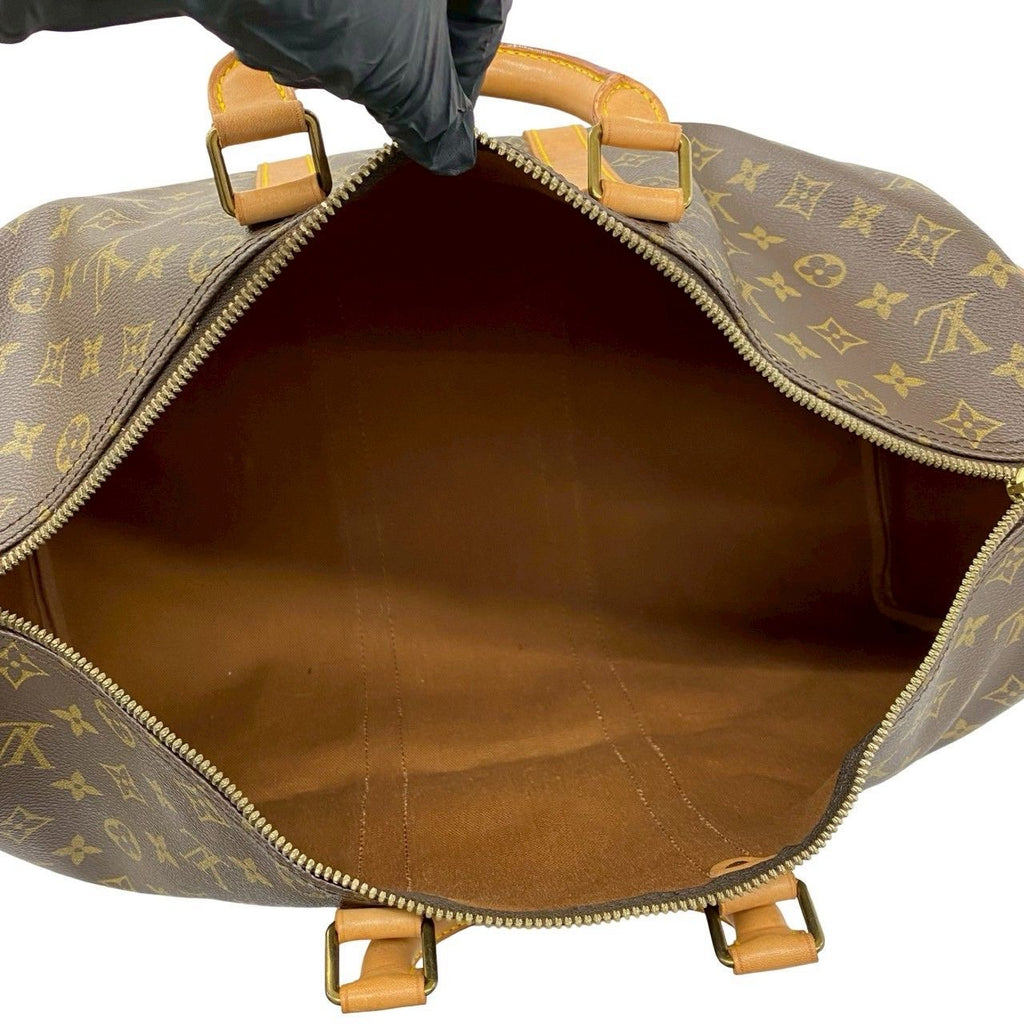Louis Vuitton Vintage Keepall Monogram Leather Boston Bag Brown — view 9