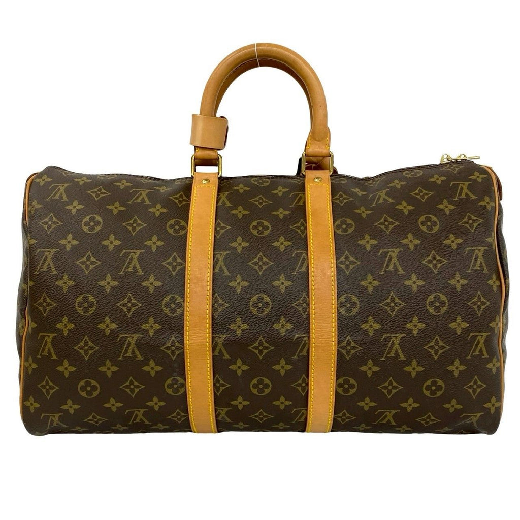 Louis Vuitton Vintage Keepall Monogram Leather Boston Bag Brown — view 3