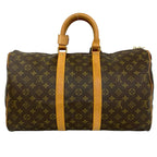 Louis Vuitton Vintage Keepall Monogram Leather Boston Bag Brown — view 3