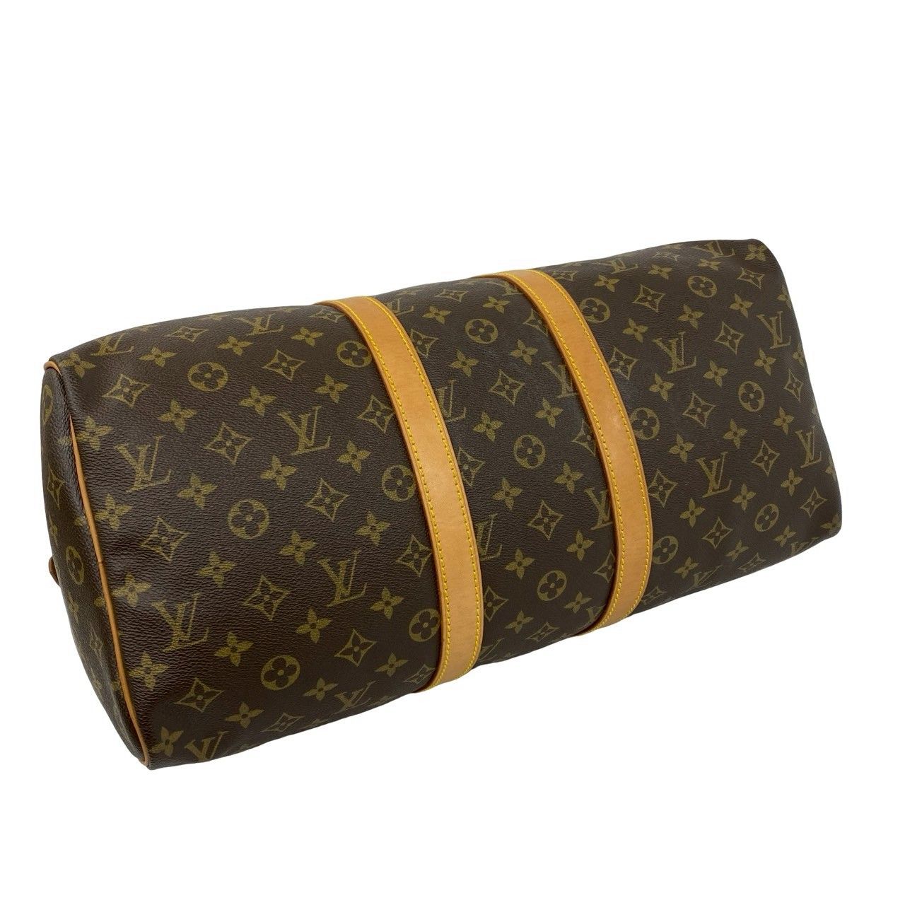 Louis Vuitton Vintage Keepall Monogram Leather Boston Bag Brown — view 7
