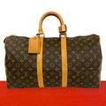 Louis Vuitton Vintage Keepall Monogram Leather Boston Bag Brown