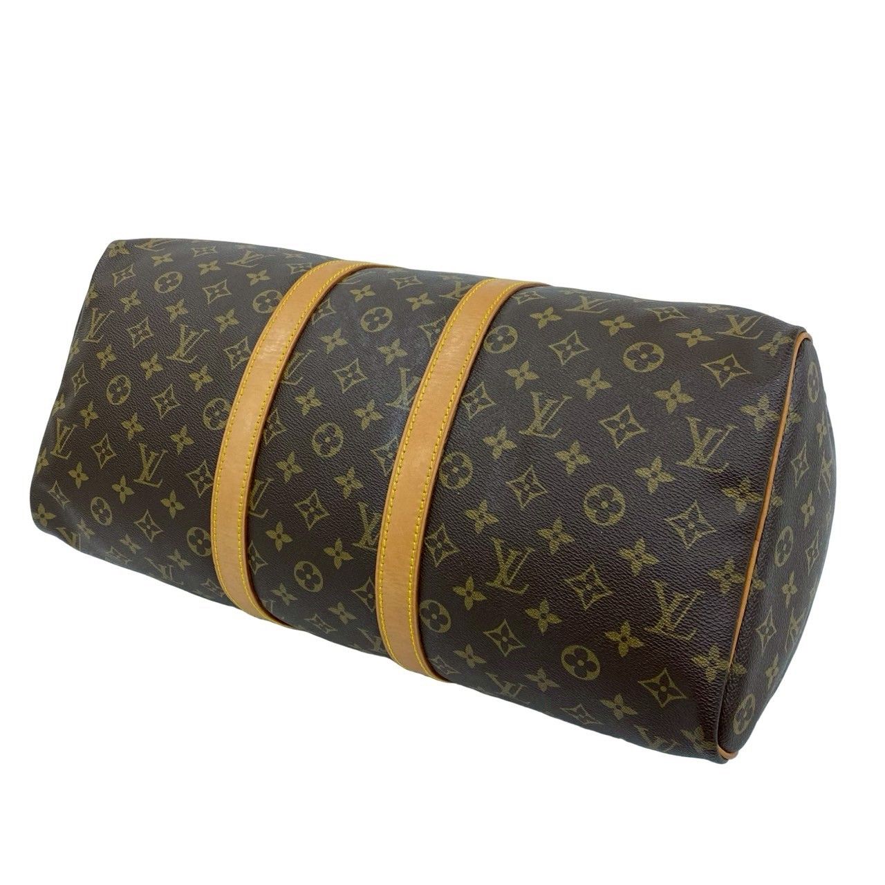Louis Vuitton Vintage Keepall Monogram Leather Boston Bag Brown — view 8
