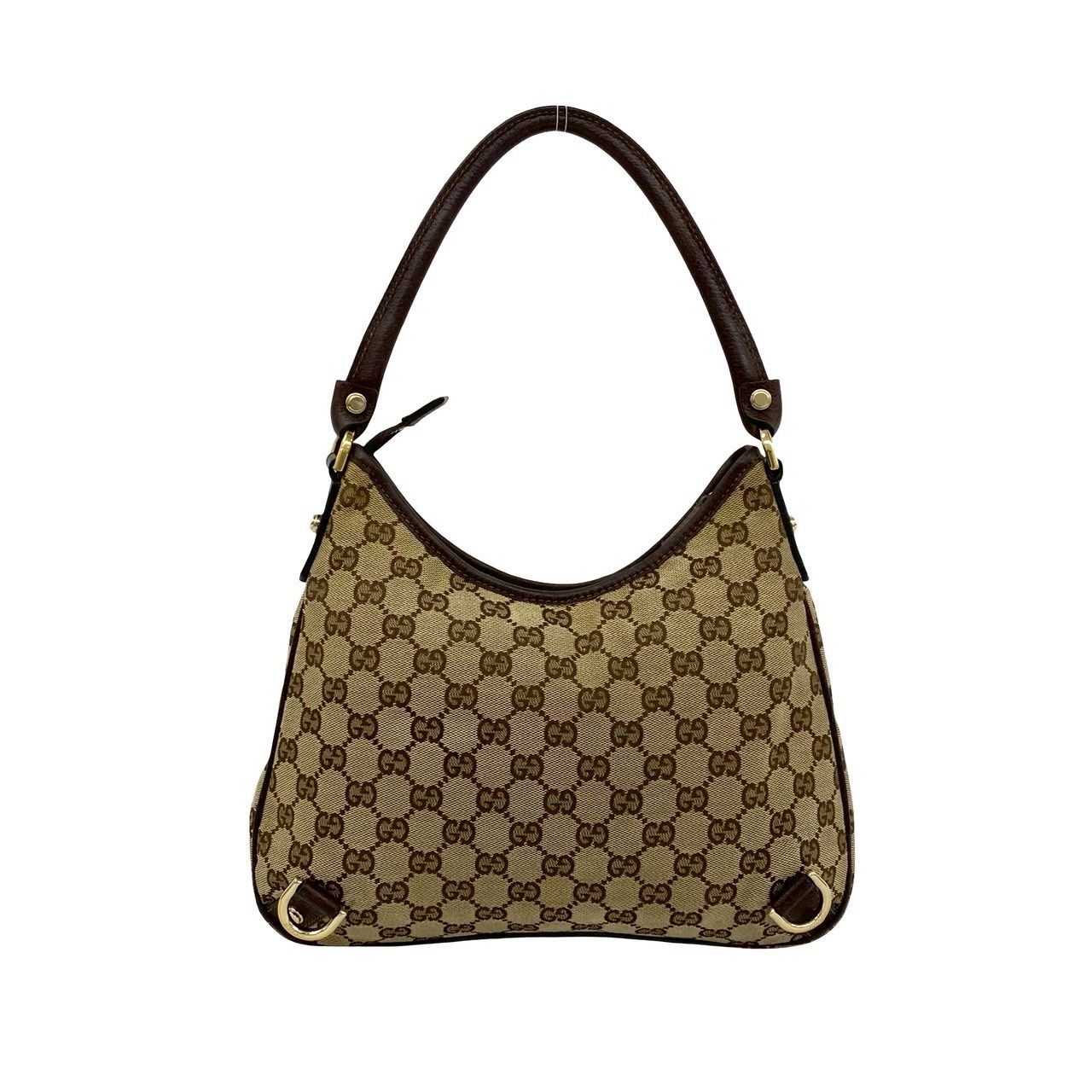 Gucci GG Logo Pattern Canvas Leather Shoulder Bag Mini Tote Brown — view 3