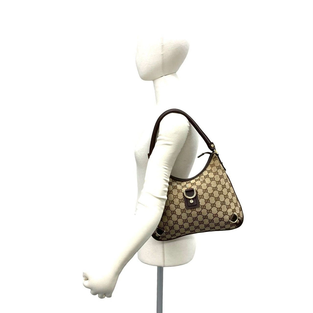 Gucci GG Logo Pattern Canvas Leather Shoulder Bag Mini Tote Brown — view 2