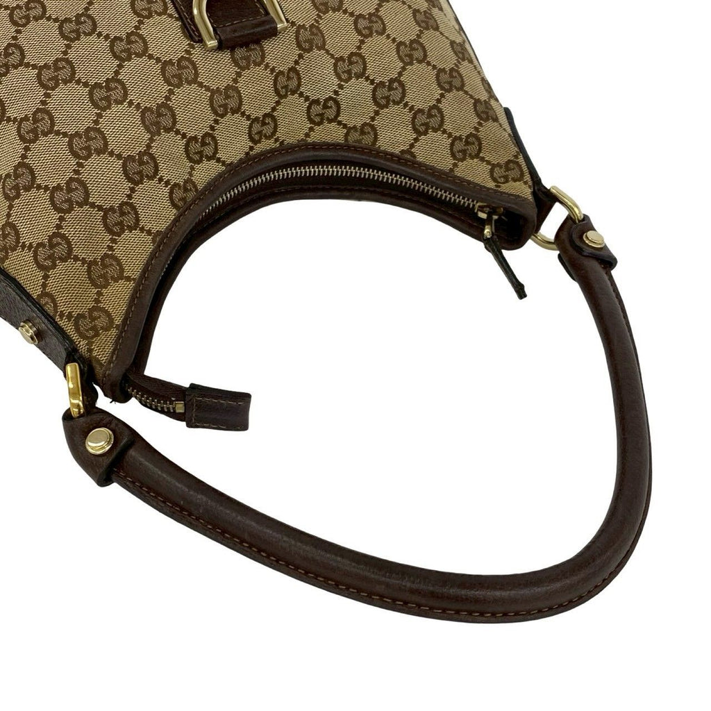 Gucci GG Logo Pattern Canvas Leather Shoulder Bag Mini Tote Brown — view 4