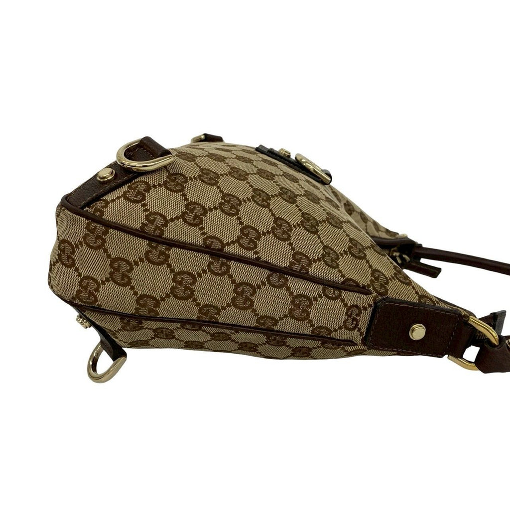 Gucci GG Logo Pattern Canvas Leather Shoulder Bag Mini Tote Brown — view 6