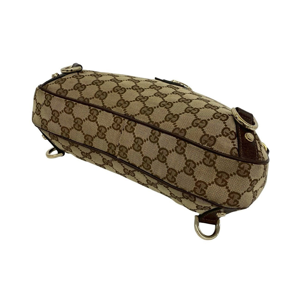 Gucci GG Logo Pattern Canvas Leather Shoulder Bag Mini Tote Brown — view 8