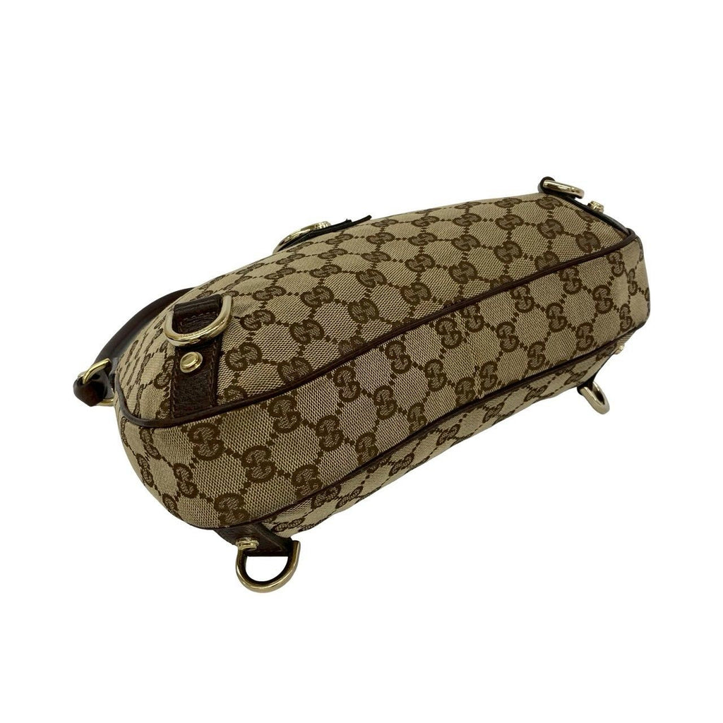 Gucci GG Logo Pattern Canvas Leather Shoulder Bag Mini Tote Brown — view 7
