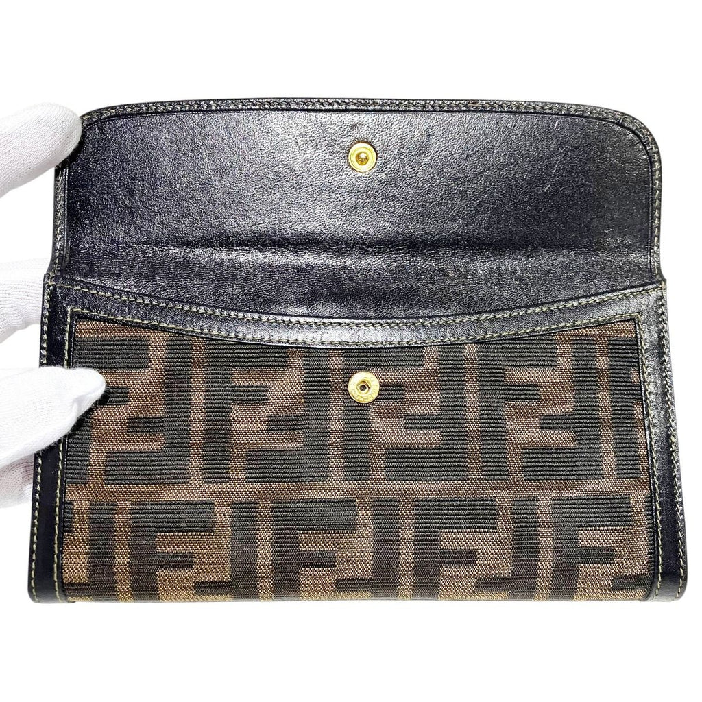 Fendi Zucca Pattern Wallet Canvas Leather — view 3