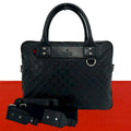 Gucci Sherry Line Guccissima GG Logo Pattern Leather 2-Way Shoulder Bag Black