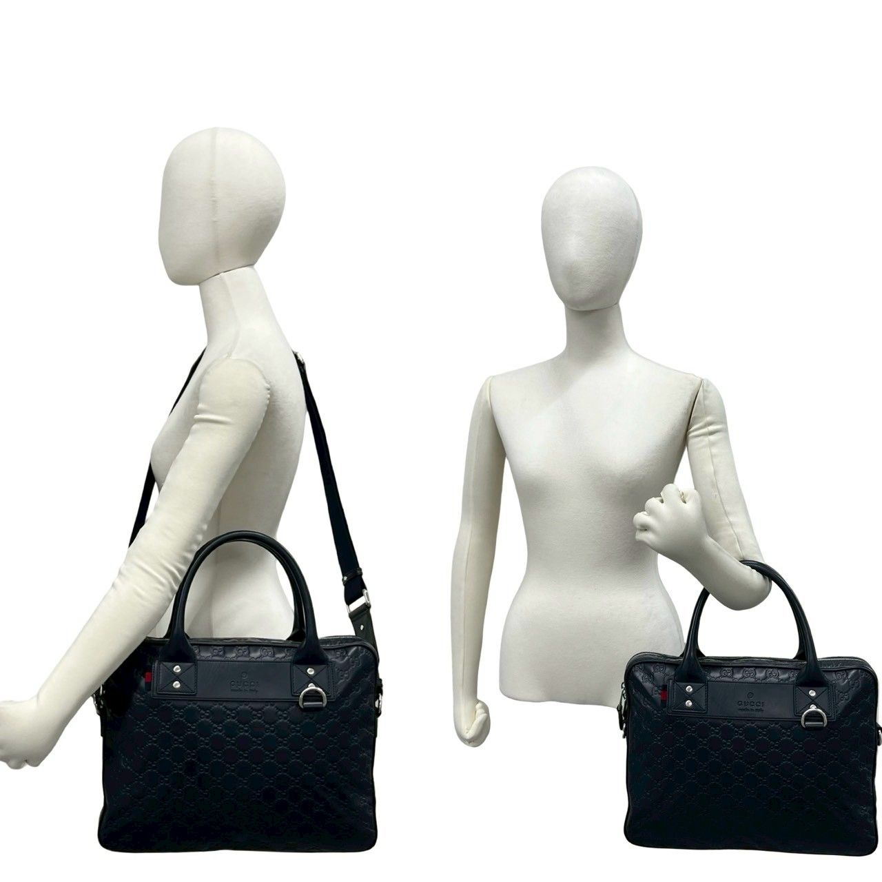 Gucci Sherry Line Guccissima GG Logo Pattern Leather 2-Way Shoulder Bag Black — view 2