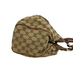 Gucci GG Logo Pattern Canvas Leather Shoulder Bag Tote Brown — view 6