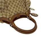 Gucci GG Logo Pattern Canvas Leather Shoulder Bag Tote Brown — view 4