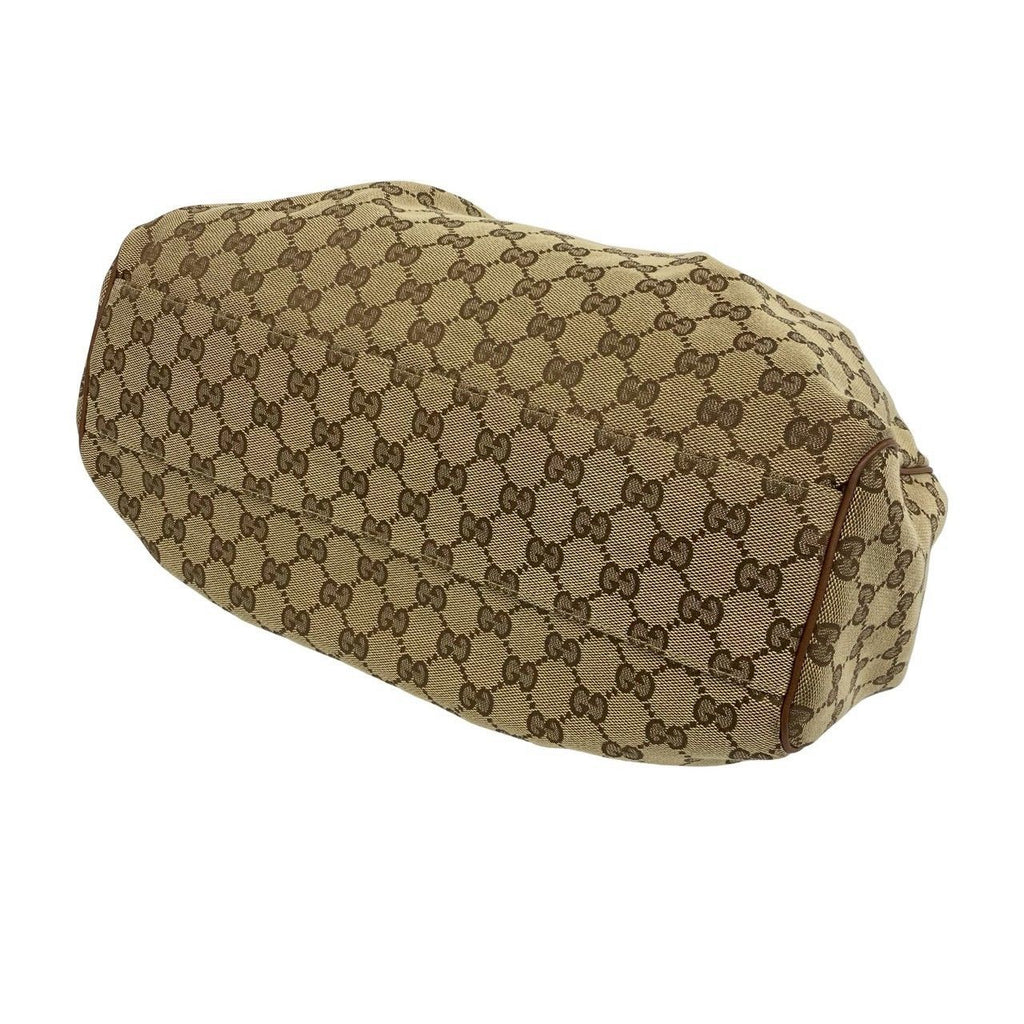 Gucci GG Logo Pattern Canvas Leather Shoulder Bag Tote Brown — view 8