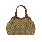 Gucci GG Logo Pattern Canvas Leather Shoulder Bag Tote Brown — view 3