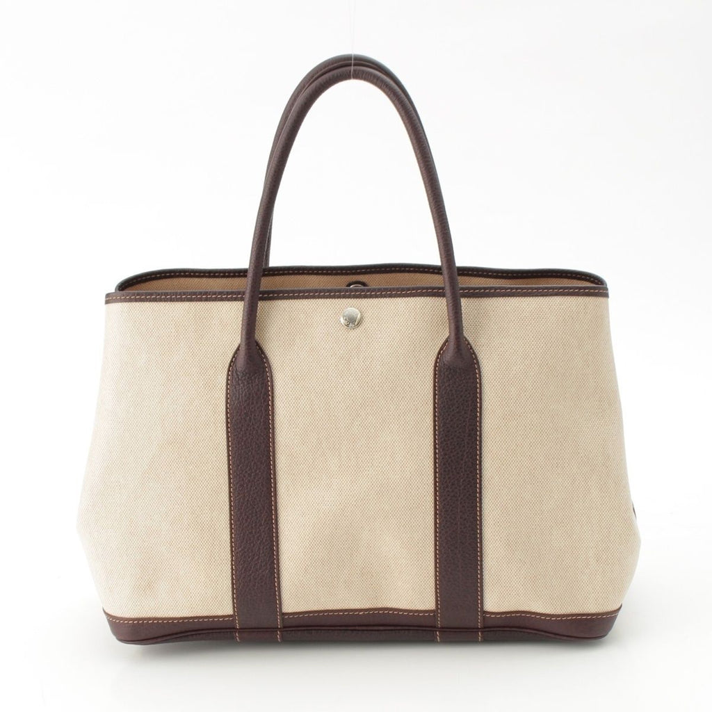 Hermes 02 Garden Party Toilet Ash Buffalo Tote Beige Brown PM 36 — view 4