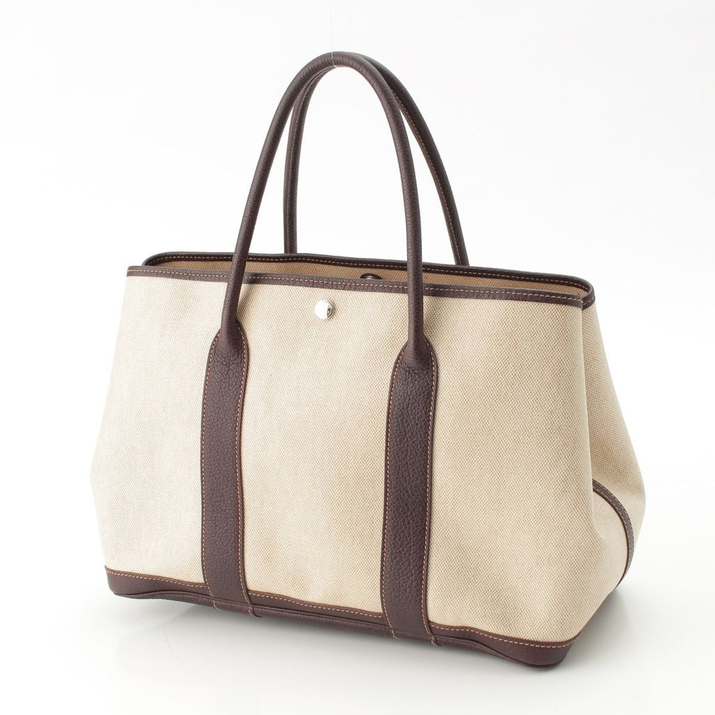 Hermes 02 Garden Party Toilet Ash Buffalo Tote Beige Brown PM 36 — view 2