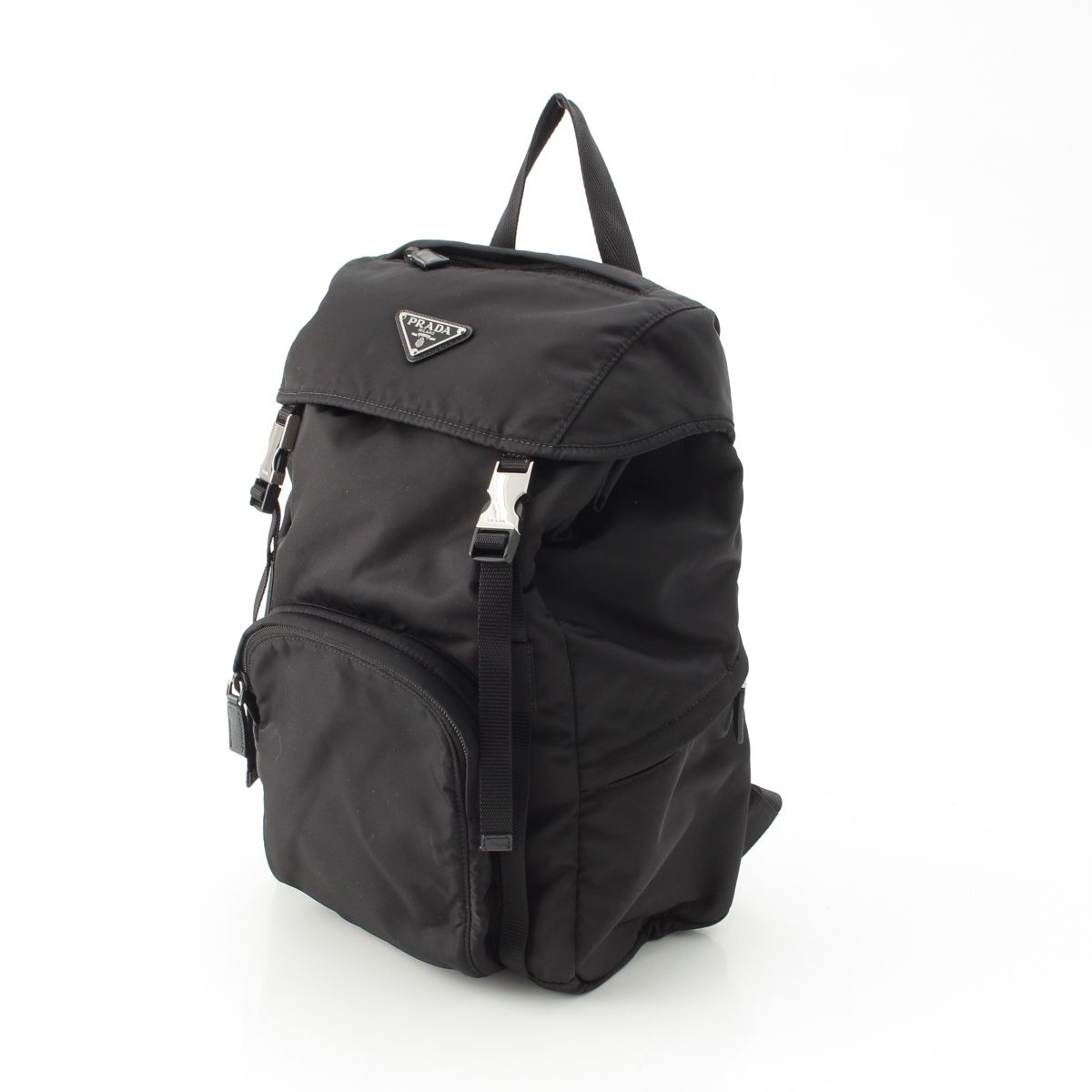 Prada Tessuto Nylon Logo Backpack Black — view 2