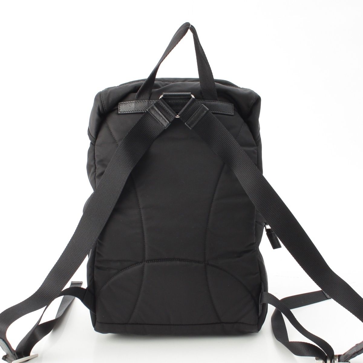 Prada Tessuto Nylon Logo Backpack Black — view 4
