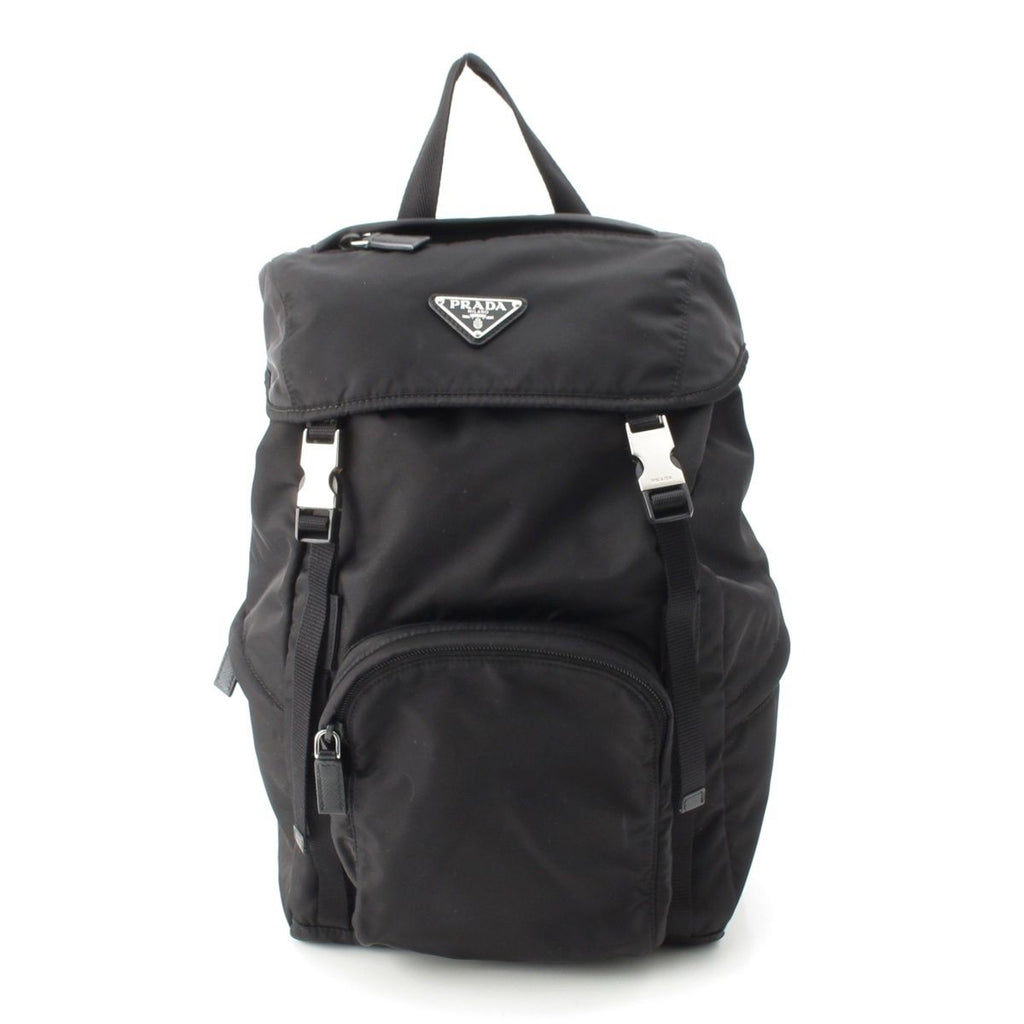 Prada Tessuto Nylon Logo Backpack Black