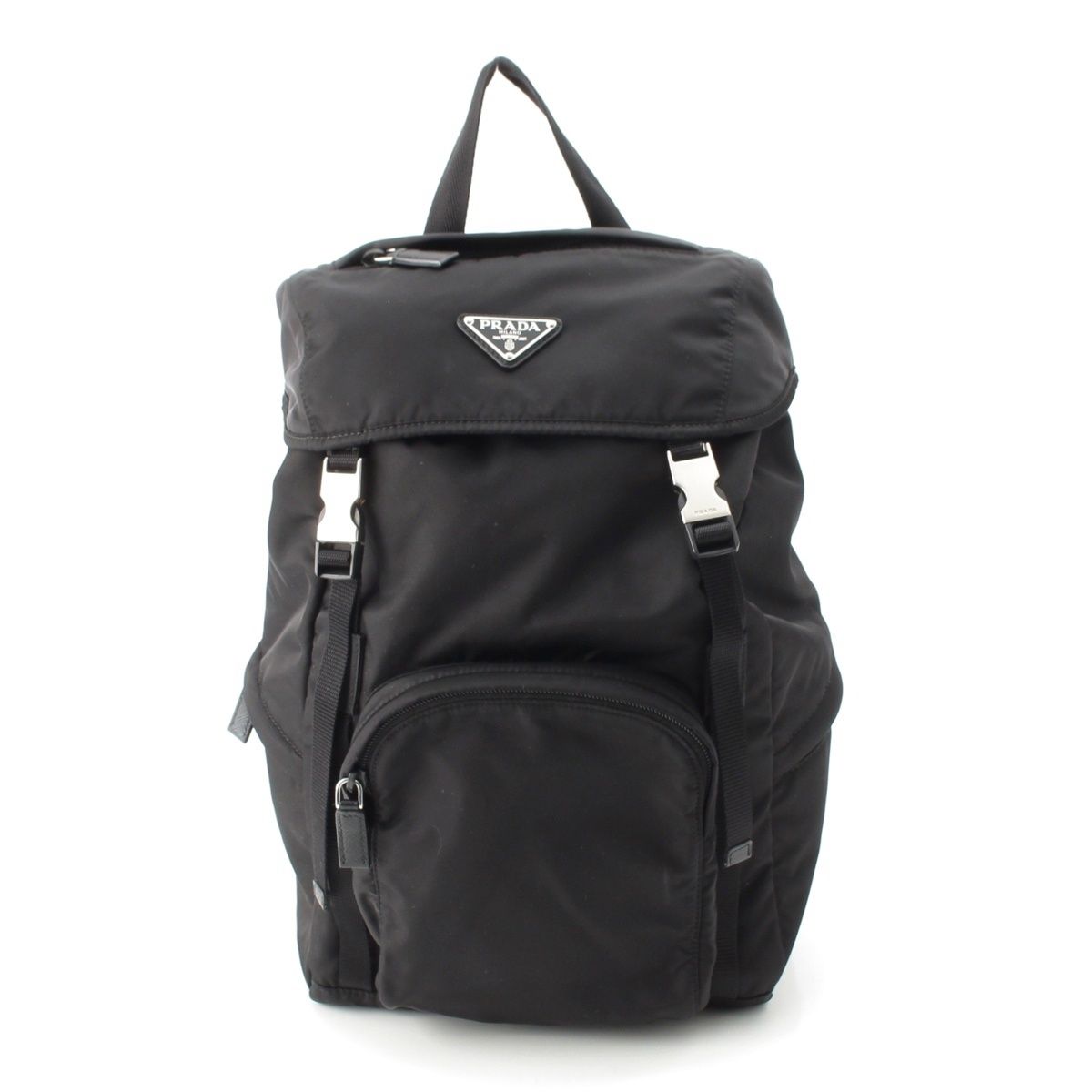 Prada Tessuto Nylon Logo Backpack Black