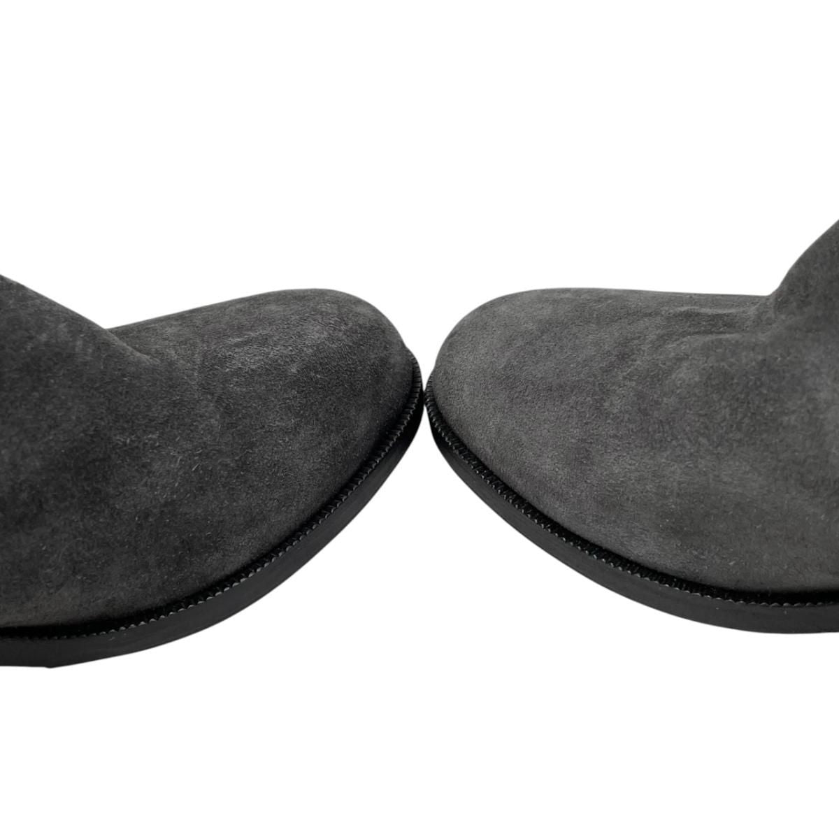Chanel Middle Boots Quilted Embossed Logo 38.5 Suede Fur Gray Silver — view 7