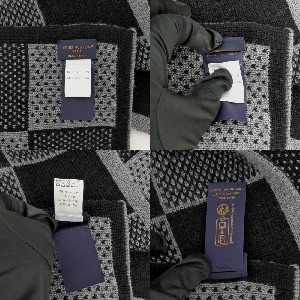 Louis Vuitton Scarf Damier Heritage Noir Black Wool Marque — view 8