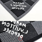 Louis Vuitton Scarf Damier Heritage Noir Black Wool Marque — view 9