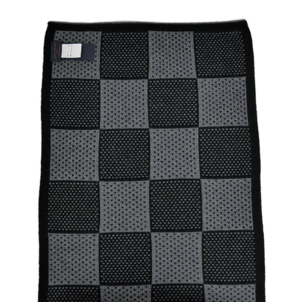 Louis Vuitton Scarf Damier Heritage Noir Black Wool Marque — view 6