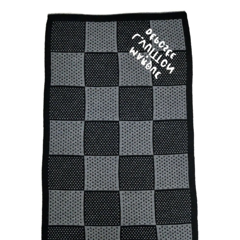 Louis Vuitton Scarf Damier Heritage Noir Black Wool Marque — view 7