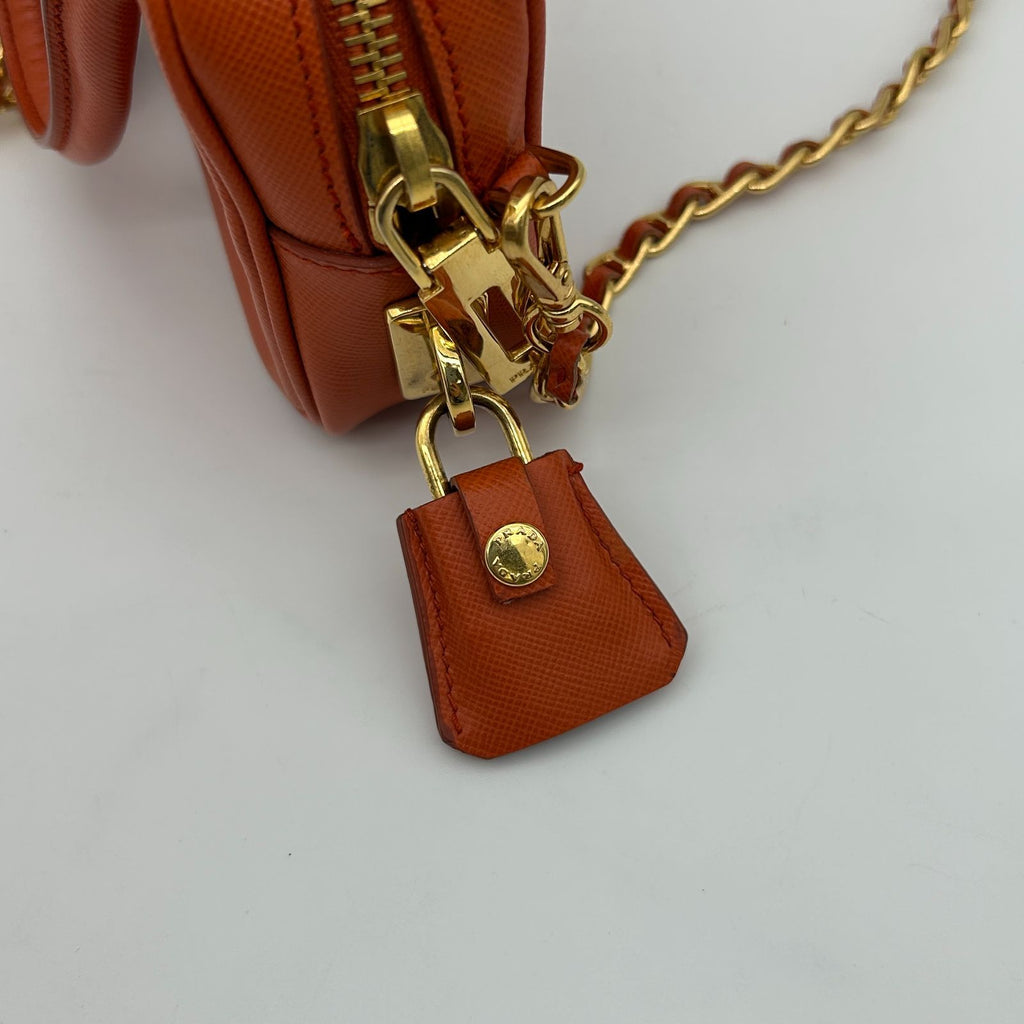 Prada Orange Saffiano Leather Shoulder — view 5