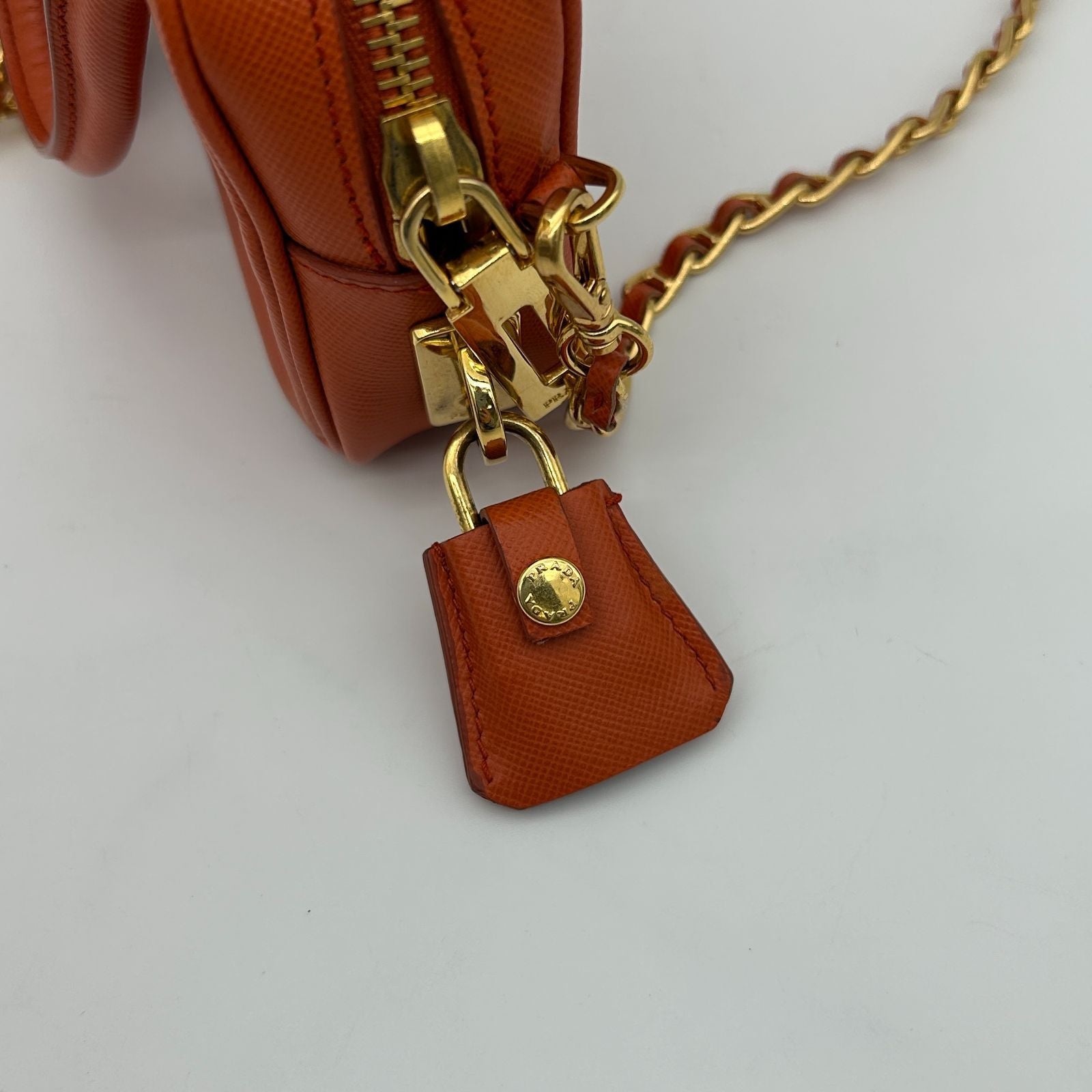 Prada Orange Saffiano Leather Shoulder — view 5