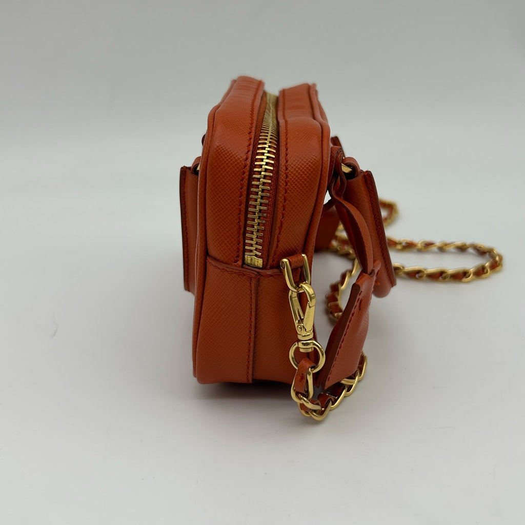 Prada Orange Saffiano Leather Shoulder — view 7