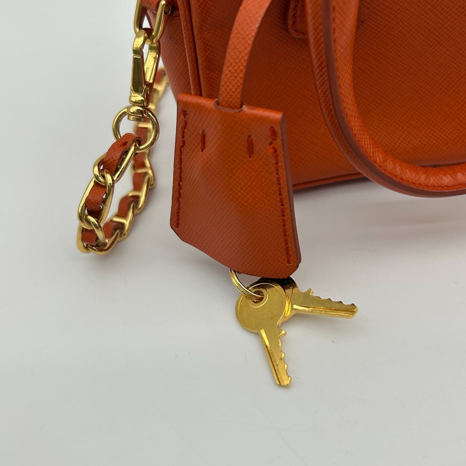 Prada Orange Saffiano Leather Shoulder — view 4