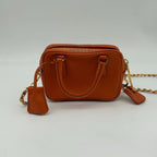 Prada Orange Saffiano Leather Shoulder — view 3