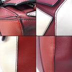 Loewe Shoulder Bag Puzzle Small Wine Garnet Ivory Soft Grain Calf Silver — view 9