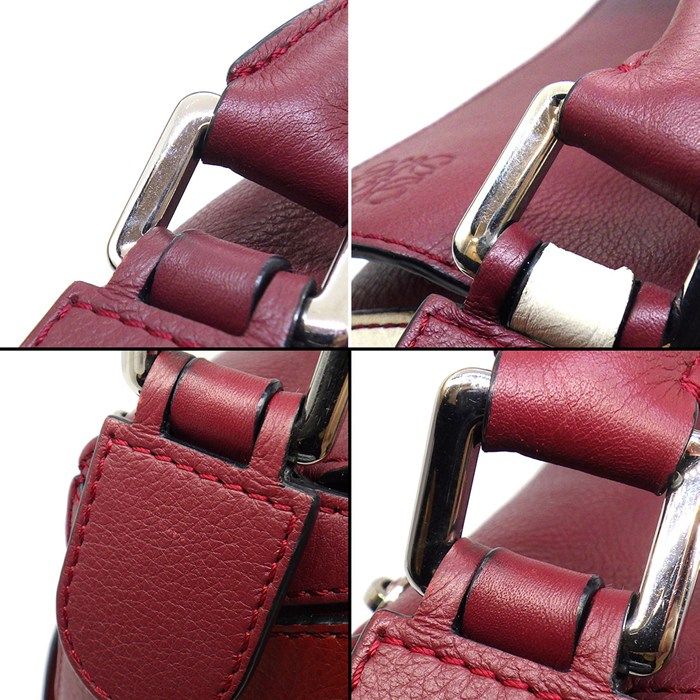 Loewe Shoulder Bag Puzzle Small Wine Garnet Ivory Soft Grain Calf Silver — view 7