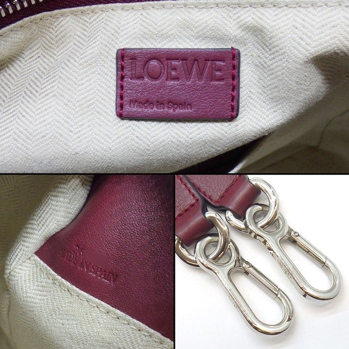 Loewe Shoulder Bag Puzzle Small Wine Garnet Ivory Soft Grain Calf Silver — view 6