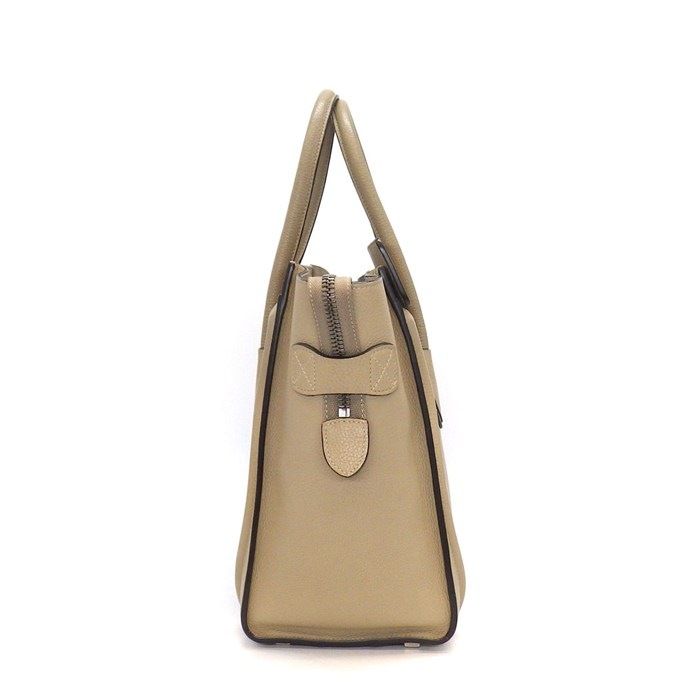 Celine Handbag Luggage Micro Dune Drummed Calfskin Silver — view 3