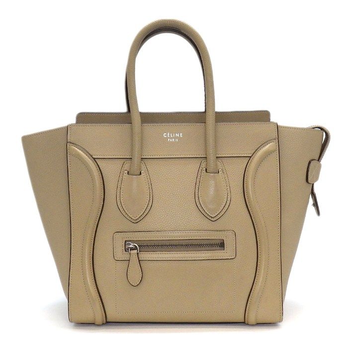 Celine Handbag Luggage Micro Dune Drummed Calfskin Silver