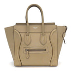 Celine Handbag Luggage Micro Dune Drummed Calfskin Silver